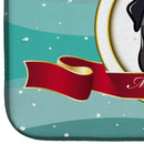 Black Pug Merry Christmas Dish Drying Mat – Absorbent, Artistic Kitchen Essentials BB1573DDM