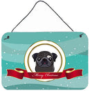 Black Pug Merry Christmas Wall or Door Hanging Prints BB1573DS812