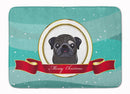 Black Pug Merry Christmas Machine Washable Memory Foam Mat BB1573RUG