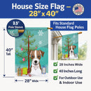 Christmas Tree and Jack Russell Terrier House Flag 28x40 Porch Sleeve Pole Decorative Outside Yard Banner Artwork Wall Hanging, Polyester