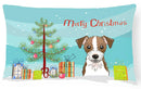 Christmas Tree and Jack Russell Terrier Decorative Throw Pillow 12x16 Indoor Outdoor Accent Cushion, Fabric Cover with Insert for Sofa, Bed, Porch & Living Room