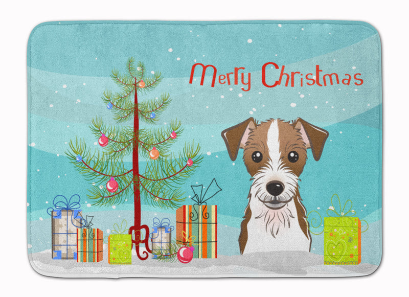 Christmas Tree and Jack Russell Terrier Machine Washable Memory Foam Mat BB1574RUG