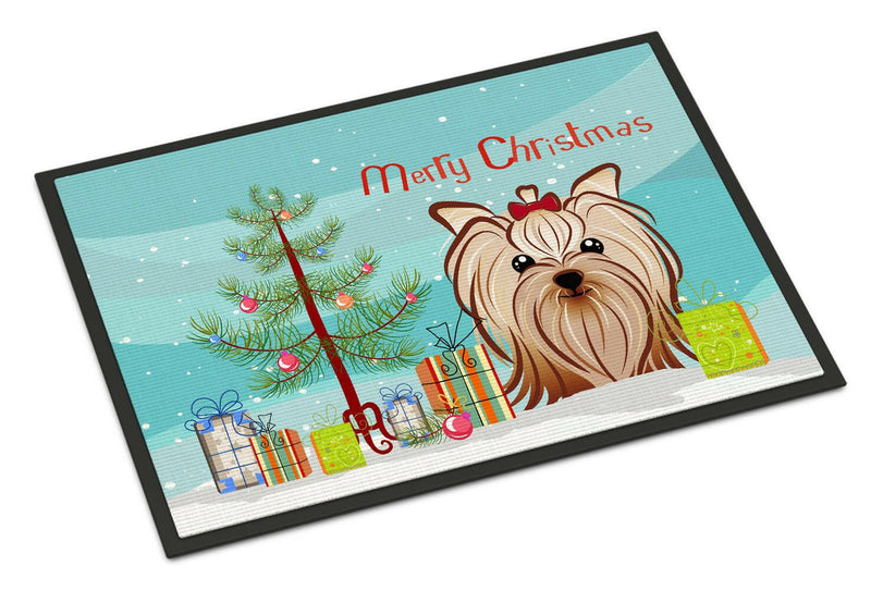 Christmas Tree and Yorkie Yorkshire Terrier Indoor or Outdoor Mat 18x27 BB1576MAT