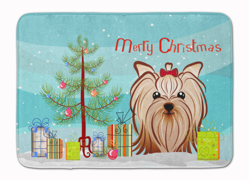 Christmas Tree and Yorkie Yorkishire Terrier Machine Washable Memory Foam Mat BB1576RUG