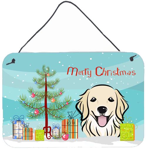 Christmas Tree and Golden Retriever Wall or Door Hanging Prints BB1577DS812