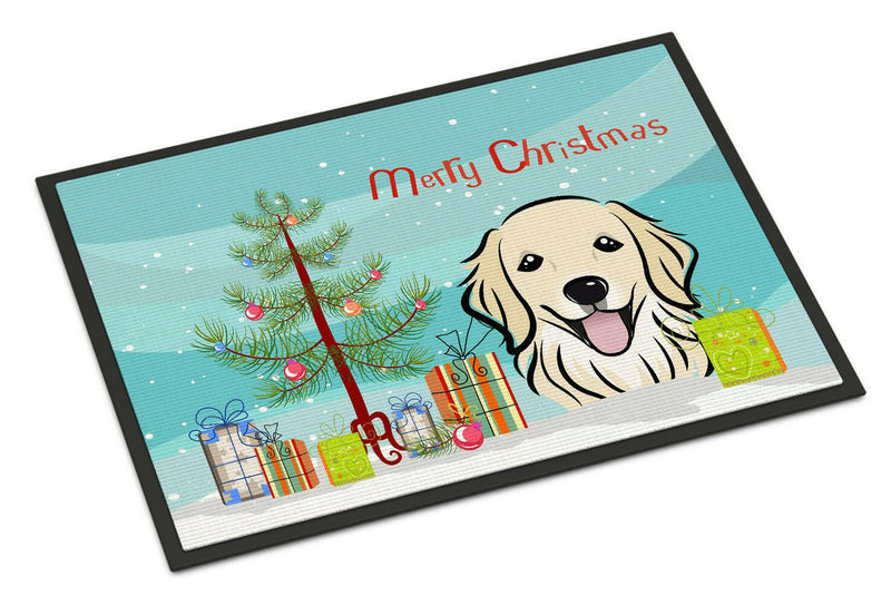 Christmas Tree and Golden Retriever Indoor or Outdoor Mat 18x27 BB1577MAT