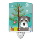 Christmas Tree and Schnauzer Ceramic Night Light Compact, UL-Certified, Ideal for Bedroom, Bathroom, Nursery, Hallway, Kitchen, 6x4x3, Multicolor