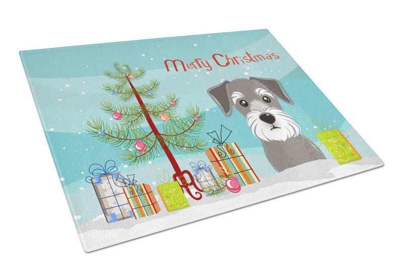 Christmas Tree and Schnauzer Glass Cutting Board Large BB1578LCB