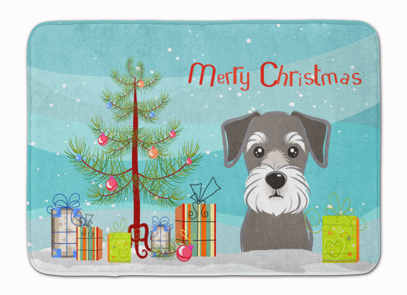 Christmas Tree and Schnauzer Machine Washable Memory Foam Mat BB1578RUG