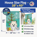 Christmas Tree and Pomeranian House Flag 28x40 Porch Sleeve Pole Decorative Outside Yard Banner Artwork Wall Hanging, Polyester