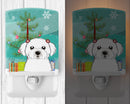 Christmas Tree and Maltese Ceramic Night Light Compact, UL-Certified, Ideal for Bedroom, Bathroom, Nursery, Hallway, Kitchen, 6x4x3, Multicolor