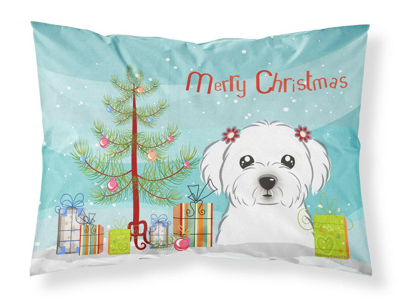 Christmas Tree and Maltese Fabric Standard Pillowcase BB1580PILLOWCASE