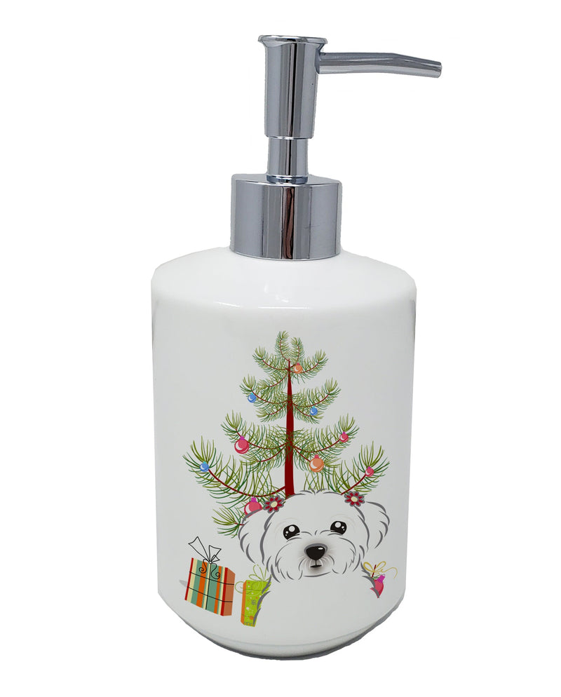 Christmas Tree and Maltese Ceramic Soap Dispenser