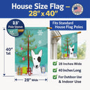 Christmas Tree and Bull Terrier House Flag 28x40 Porch Sleeve Pole Decorative Outside Yard Banner Artwork Wall Hanging, Polyester