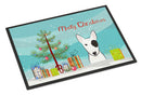 Christmas Tree and Bull Terrier Doormat Indoor Outdoor 24H X 36W Front Door Mat Rugs for Entryway, Non Slip Washable Low Pile,