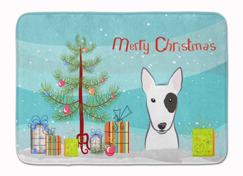 Christmas Tree and Bull Terrier Machine Washable Memory Foam Mat BB1581RUG