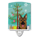 Christmas Tree and German Shepherd Ceramic Night Light Compact, UL-Certified, Ideal for Bedroom, Bathroom, Nursery, Hallway, Kitchen, 6x4x3, Multicolor