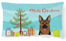 Christmas Tree and German Shepherd Decorative Throw Pillow 12x16 Indoor Outdoor Accent Cushion, Fabric Cover with Insert for Sofa, Bed, Porch & Living Room