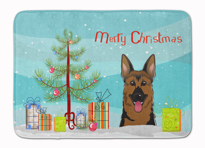 Christmas Tree and German Shepherd Machine Washable Memory Foam Mat BB1583RUG