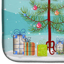 Christmas Tree and Longhair Black and Tan Dachshund Dish Drying Mat Absorbent Dish Drying Mat Pad for Kitchen Counter Dish Drainer Mat for Countertop, 14 x 21", Multicolor