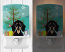 Christmas Tree and Smooth Black and Tan Dachshund Ceramic Night Light Compact, UL-Certified, Ideal for Bedroom, Bathroom, Nursery, Hallway, Kitchen, 6x4x3, Multicolor