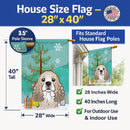 Christmas Tree and Cocker Spaniel House Flag 28x40 Porch Sleeve Pole Decorative Outside Yard Banner Artwork Wall Hanging, Polyester