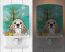 Christmas Tree and Cocker Spaniel Ceramic Night Light Compact, UL-Certified, Ideal for Bedroom, Bathroom, Nursery, Hallway, Kitchen, 6x4x3, Multicolor
