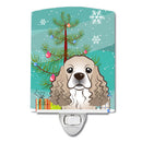 Christmas Tree and Cocker Spaniel Ceramic Night Light Compact, UL-Certified, Ideal for Bedroom, Bathroom, Nursery, Hallway, Kitchen, 6x4x3, Multicolor