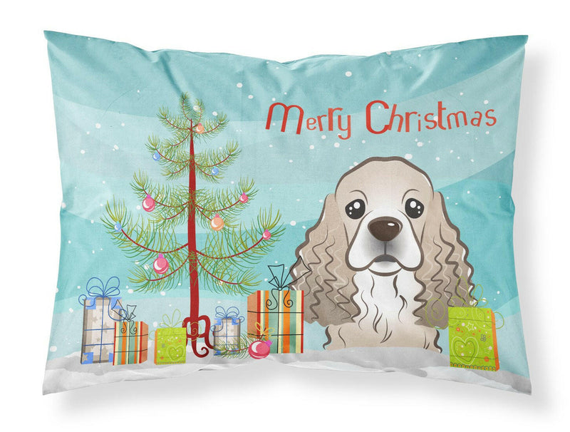 Christmas Tree and Cocker Spaniel Fabric Standard Pillowcase BB1588PILLOWCASE