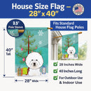 Christmas Tree and Bichon Frise House Flag 28x40 Porch Sleeve Pole Decorative Outside Yard Banner Artwork Wall Hanging, Polyester