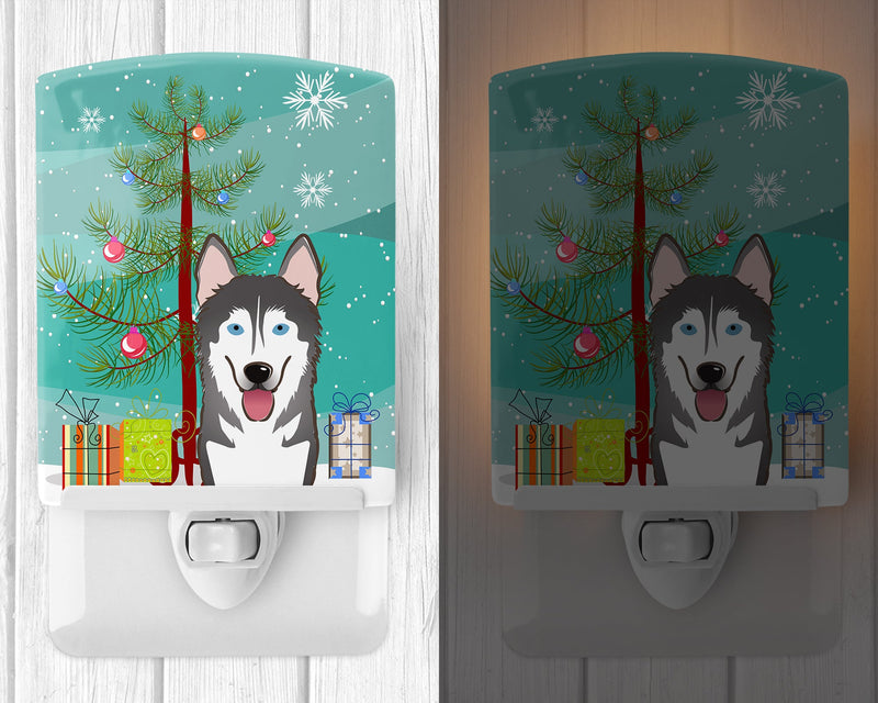 Christmas Tree and Alaskan Malamute Ceramic Night Light BB1590CNL