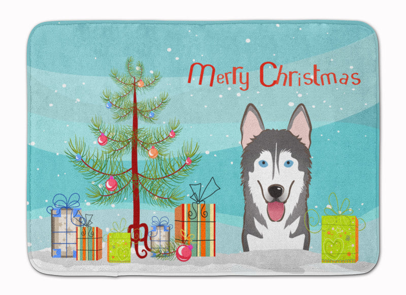 Christmas Tree and Alaskan Malamute Machine Washable Memory Foam Mat BB1590RUG