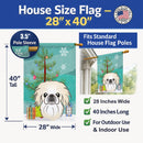 Christmas Tree and Pekingese House Flag 28x40 Porch Sleeve Pole Decorative Outside Yard Banner Artwork Wall Hanging, Polyester