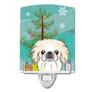 Christmas Tree and Pekingese Ceramic Night Light Compact, UL-Certified, Ideal for Bedroom, Bathroom, Nursery, Hallway, Kitchen, 6x4x3, Multicolor