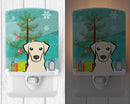 Christmas Tree and Yellow Labrador Ceramic Night Light Compact, UL-Certified, Ideal for Bedroom, Bathroom, Nursery, Hallway, Kitchen, 6x4x3, Multicolor