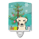 Christmas Tree and Yellow Labrador Ceramic Night Light Compact, UL-Certified, Ideal for Bedroom, Bathroom, Nursery, Hallway, Kitchen, 6x4x3, Multicolor