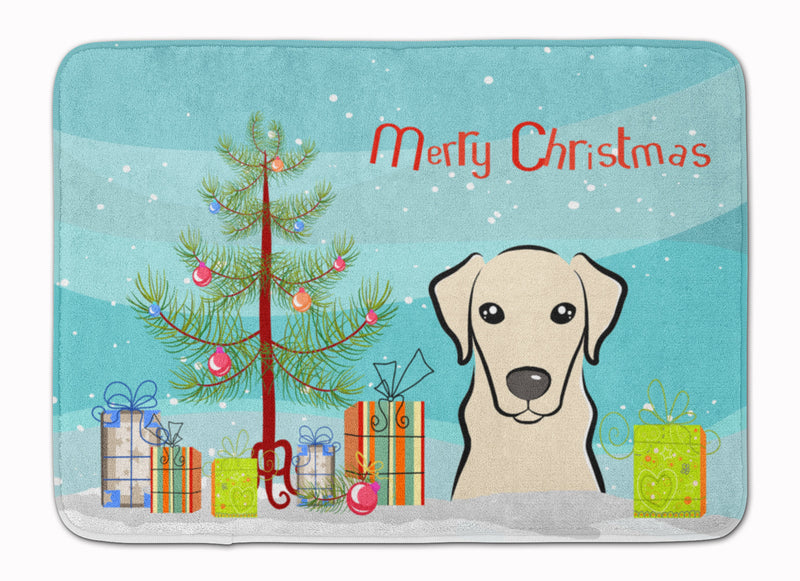 Christmas Tree and Yellow Labrador Machine Washable Memory Foam Mat BB1594RUG