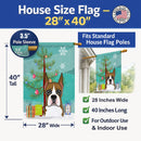 Christmas Tree and Boxer House Flag 28x40 Porch Sleeve Pole Decorative Outside Yard Banner Artwork Wall Hanging, Polyester