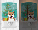 Christmas Tree and Shiba Inu Ceramic Night Light Compact, UL-Certified, Ideal for Bedroom, Bathroom, Nursery, Hallway, Kitchen, 6x4x3, Multicolor