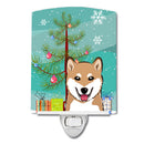 Christmas Tree and Shiba Inu Ceramic Night Light Compact, UL-Certified, Ideal for Bedroom, Bathroom, Nursery, Hallway, Kitchen, 6x4x3, Multicolor
