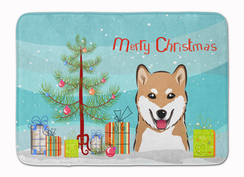 Christmas Tree and Shiba Inu Machine Washable Memory Foam Mat BB1597RUG