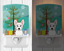 Christmas Tree and Westie Ceramic Night Light Compact, UL-Certified, Ideal for Bedroom, Bathroom, Nursery, Hallway, Kitchen, 6x4x3, Multicolor