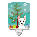 Christmas Tree and Westie Ceramic Night Light Compact, UL-Certified, Ideal for Bedroom, Bathroom, Nursery, Hallway, Kitchen, 6x4x3, Multicolor