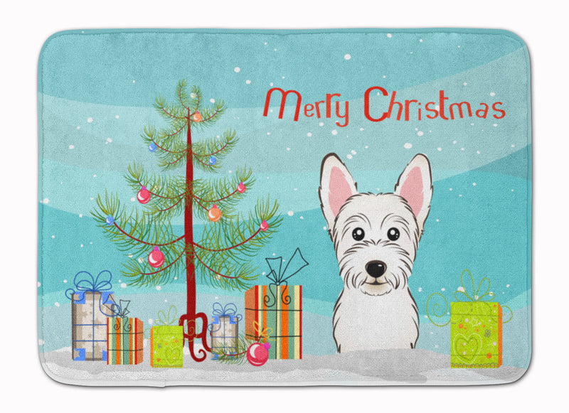 Christmas Tree and Westie Machine Washable Memory Foam Mat BB1598RUG