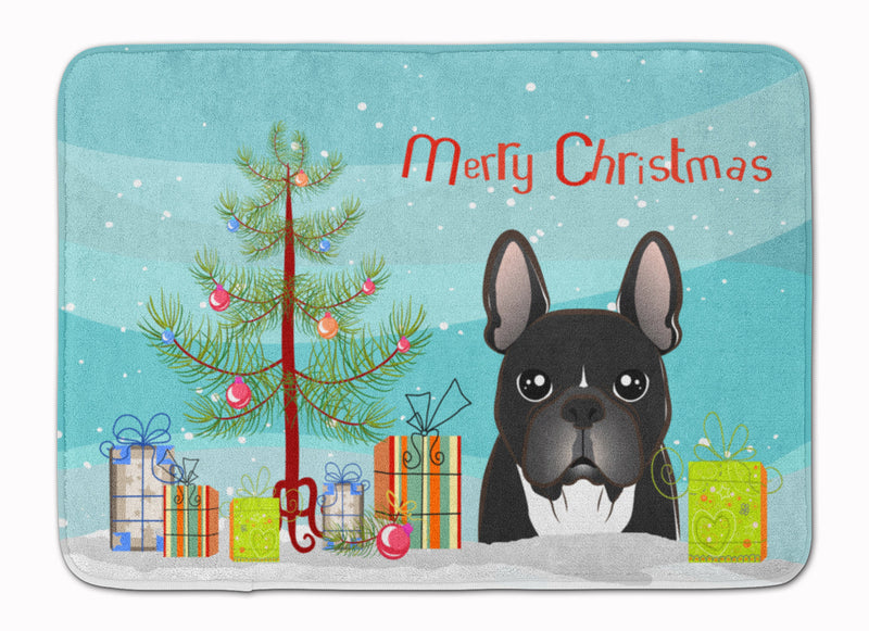 Christmas Tree and French Bulldog Machine Washable Memory Foam Mat BB1599RUG