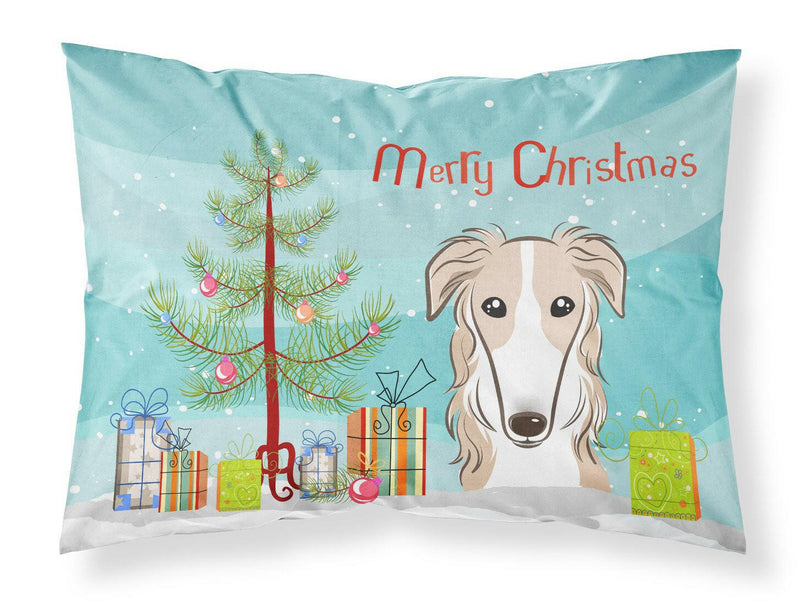 Christmas Tree and Borzoi Fabric Standard Pillowcase BB1600PILLOWCASE