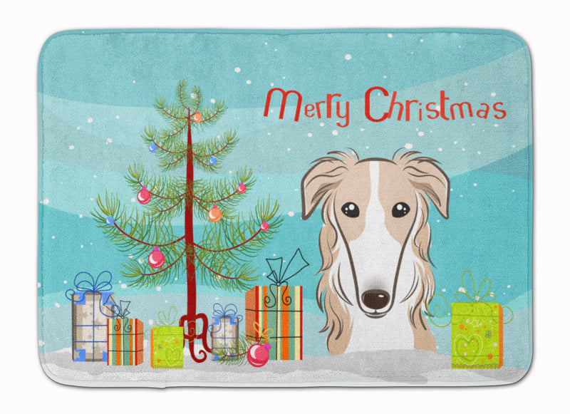 Christmas Tree and Borzoi Machine Washable Memory Foam Mat BB1600RUG