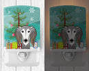 Christmas Tree and Saluki Ceramic Night Light Compact, UL-Certified, Ideal for Bedroom, Bathroom, Nursery, Hallway, Kitchen, 6x4x3, Multicolor