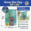 Christmas Tree and Weimaraner House Flag 28x40 Porch Sleeve Pole Decorative Outside Yard Banner Artwork Wall Hanging, Polyester