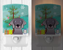 Christmas Tree and Weimaraner Ceramic Night Light Compact, UL-Certified, Ideal for Bedroom, Bathroom, Nursery, Hallway, Kitchen, 6x4x3, Multicolor